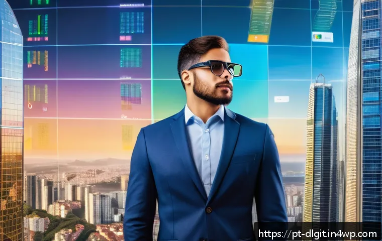 디지털 통화 정책 수립을 위한 가이드 - A futuristic Brazilian financial district with diverse professionals analyzing cryptocurrency data o...